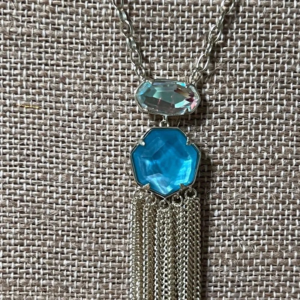 NWT Kendra Scott Gold & Blue Tae Pendant Necklace #KSNK - Picture 10 of 10